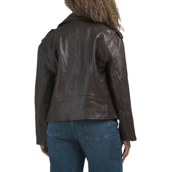 WALTER BAKER espresso Leather Jett Textures Jacket - Picture 2 of 2